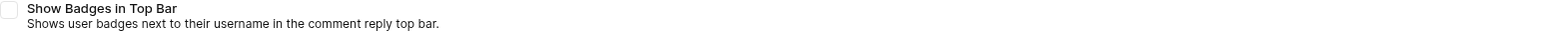 Kontrollkästchen zum Anzeigen von Badges in der oberen Leiste auf der Widget-Anpassungsseite, das Badges neben dem Namen über dem Kommentarformular platziert