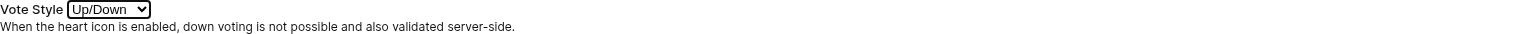 Configuração de Estilo de Voto na página de personalização do widget, oferecendo setas para cima e para baixo ou votação com coração