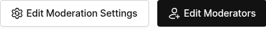 Zeile von Schaltflächen oben auf der Seite zur Kommentarmoderation, einschließlich der Schaltfläche „Moderatoren hinzufügen“.