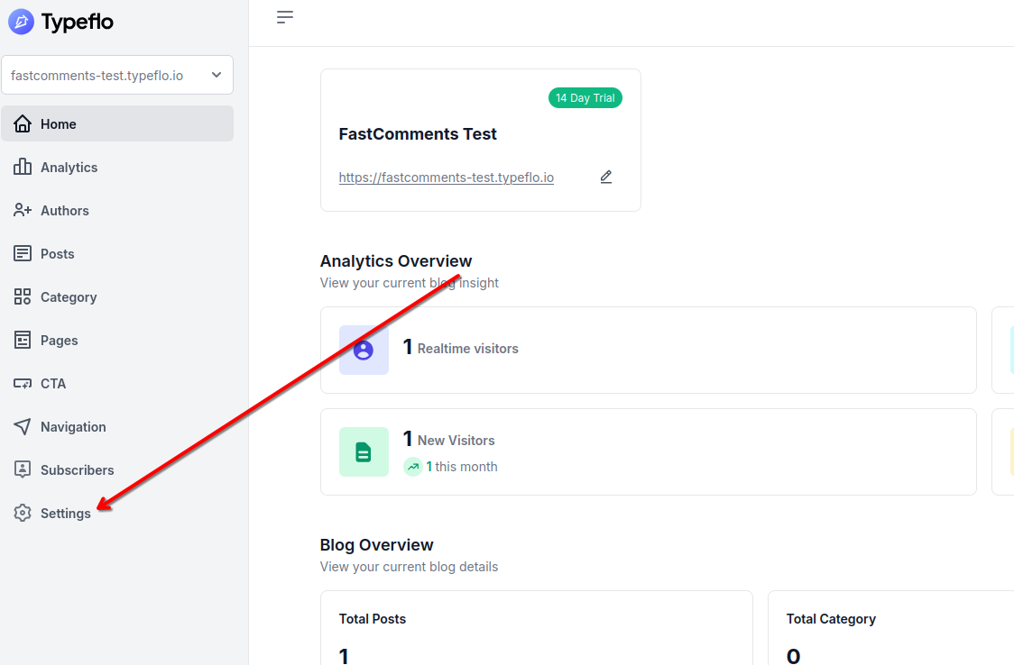 Navigate to Settings in Typeflo.io